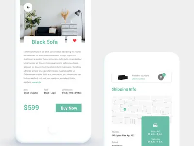 Mobile Furniture Shop app clean green minimal ui white