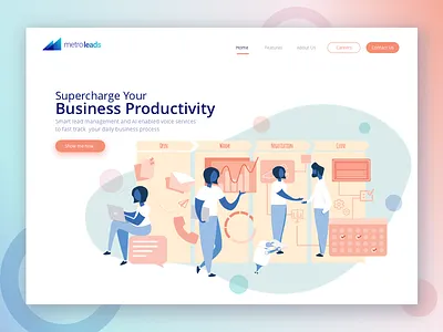 Website Landing Page automation character crm illustration landing page minimal pipeline product branding sales webdesign