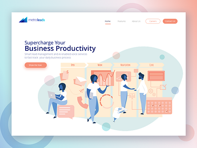 Website Landing Page automation character crm illustration landing page minimal pipeline product branding sales webdesign