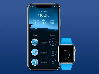 Financial Wellness - Landscape Concept account apple watch application bank checking credit data design finance financial interface ios iphone mobile mobile app money savings ui design ux watch