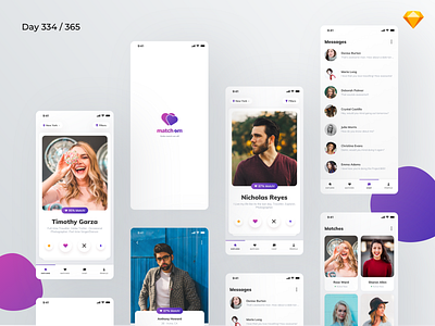 Dating App - Sketch Freebie | Day 334/365 - Project365 bold challenge daily ui dating dating app freebie design challenge freebie freebie friday love matchmaking mobile mobile app muli project365 sketch sketch freebie tinder ui kit