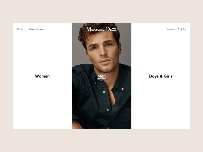 Landing Page animation category clean concept ecommerce fashion interaction landing page minimal principle product splashpage ui