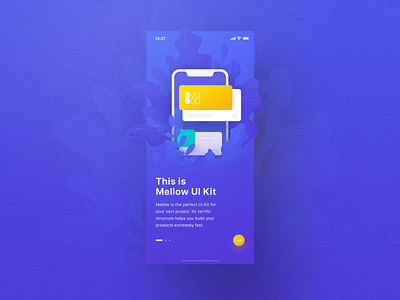 Mellow UI Kit Onboarding design illustration logo mellow onboarding orange plants purple shadows ui uikit ux woods