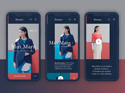 Roxane fashion store - homepage mobile ver app clean design fashion layout modern typography ui ux