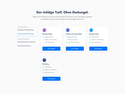Tariff finder - exploration card clean health health insurance ui ux webdesign