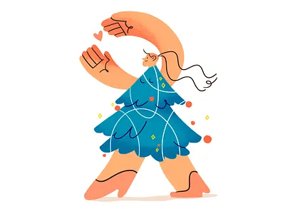 it's called fashun character christmas design dress fashion flat girl holidays illustration product tree