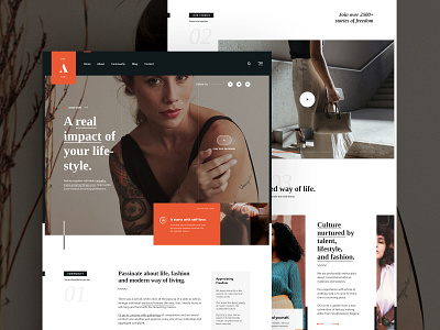 Arimo - Lifestyle & Fashion. community fashion grid logo header homepage homepage design layout lifestyle modern layout ui ux design user interface web design