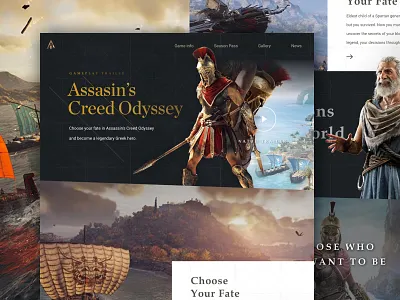 Assassin's Creed Odyssey concept website assassins creed black concept dark game gaming gaming website gold screen typography ui uid website