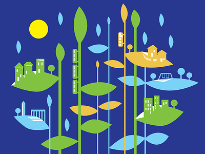 Smart Cities bus car city color community design eco ecofriendly environment flat illustration living transportation trees urban life urban planning