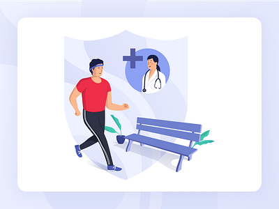 Rubique - Illustrations animation character design design doctor finance flat graphic design health insurance illustration logo medical park procreator running sketch type typography ui ux web