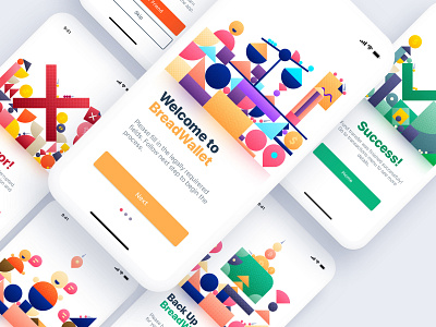 Breadwallet app Illustrations branding colors design design system fun icon illustration minimal modern typography vector