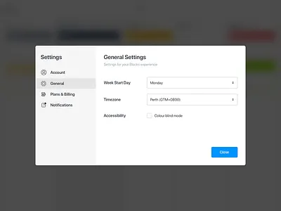 Blocks - Settings Modal application modal settings ui ux web