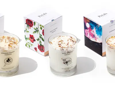 Petals For Love Candles branding california candle design hand made jar label packaging scent