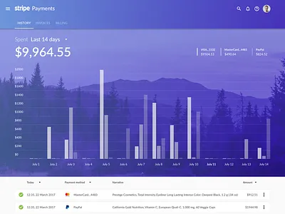 Stripe Payments app design desktop enterprise fintech illustration interface mastercard payment paypal saas stripe ui ux vector visa