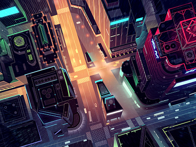 gone 8 bladerunner city color design eighties futur future illustration light neon night photoshop retro retrofure trystram