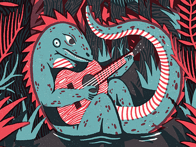 Amos Lee tour poster amos lee design gig poster illustration lizard lizard man man south carolina swamp