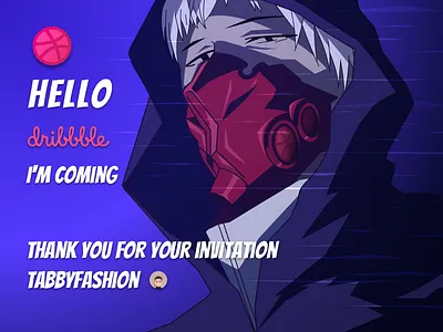 Hello Dribbble hello illustration mask purple simple sense sketch tokyo ghoul