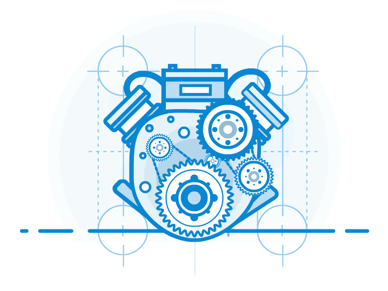 Engine animation blue engine gui icon illustration line art machine motor sketch ui