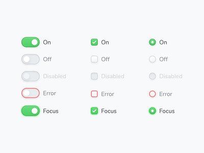 Components (Switch, Checkbox & Radio) checkbox clean components design interface radio button simple sketch switch ui ux