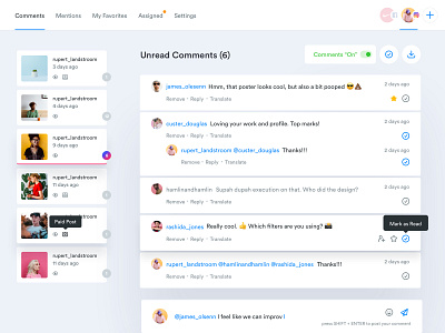 Ico - Comment Tracker analytics app charts comment dashboard data design design system experience interface metrics network social ui ui design ui kit user ux ux design web