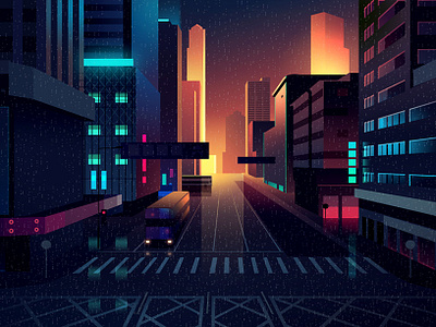 gone 19 akira architecture bladerunner cinema design drive futur gone illustration light neon night retro thriller