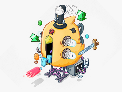 Subatomic Chicken character design clean colorful creative design game game art illustration ui vector