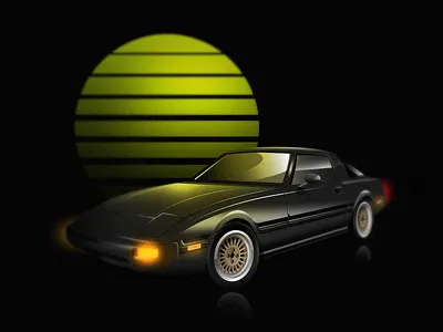 Mazda RX-7 80s car design illustration mazda rx7 sun vector