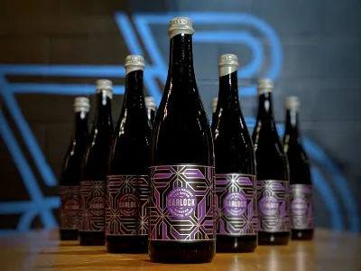 Sarlock Russian Imperial Stout beer bottle branding brewery foil imperial monoline packaging premium russian stout vector