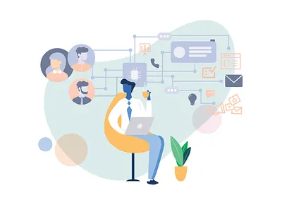 Automation app artificial intelligence automation bot character crm illustration landing page sales ux ui workflows