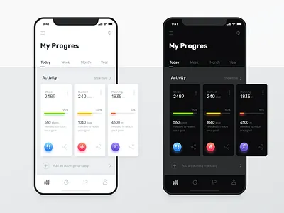 Fitness Tracker app clean dashboard design fitness health interface ios mobile sport tracker ui user ux