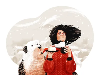 Waiting for Holidays character christmas city deer design dog friends friendship girl holiday illustration new year show snow fall texture town trinetix vector winter xmas