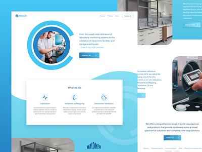 Intech Calibration blue corporate icons minimal responsive shadows ui ux website