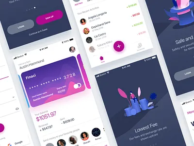 Money Transfer Mobile App android clean creative design designer hire illustration interface ios minimal money money transfer payment payment app payment form payment gateway payment method ui ux visual