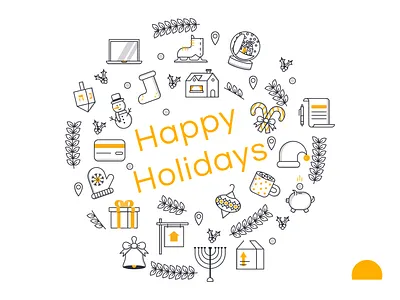 Happy Holidays! christmas holidays icon set icons icons set line line icons loan mortgage real estate wreath