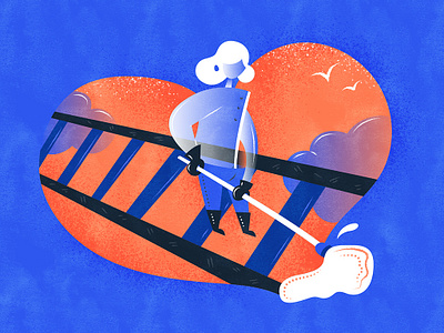 Cleaner of the love railway | 阿姨洗铁路 chinese chineseidiom cleaner design flat fourchars hiwow idiom illustration love vector