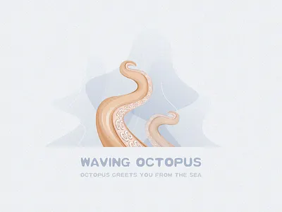 Octopus greets you from the sea icon ux