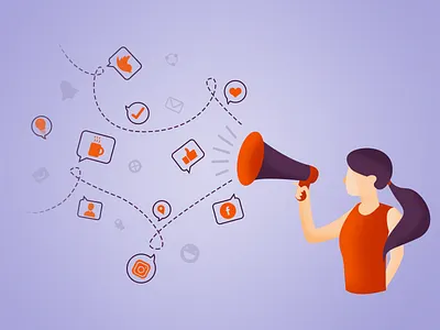 Growtiger girl grow growtiger illustration megaphone social tiger