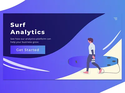 Surf Anayltics 2 Dark illustration landing page surfer uidesign wave