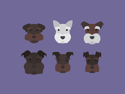 Dog Faces animal dog face illustration schnauzer simple vector