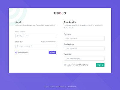 Login, Register - UbBold Admin admin admin dashboard card clean colorful dashboard design flat login login box modern register register form typography ui ux