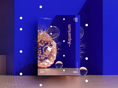 Aquarium art cinema 4d color gradient illustration octane poster swiss texture type typography vector