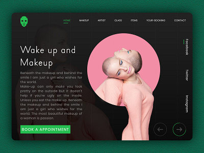 Makeup page appointment artist book color dribbble eye face landing design landing page landing page design leap logo makeup makeup artist makeupwisudamalang typography ui ux wakeup web