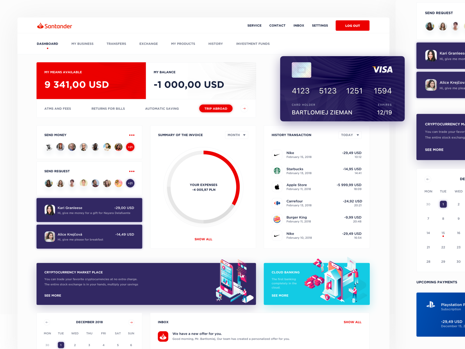 Banking Dashboard by Bartek Zieman for Movade on Dribbble
