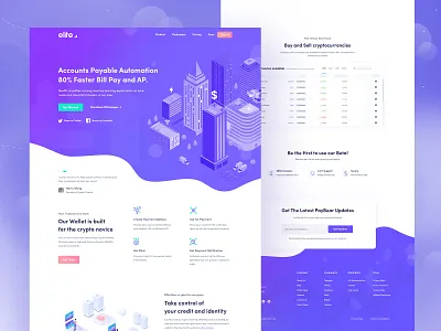 Crypto Landing Page bitcoin clean crypto crypto currency crypto trading crypto wallet crypto website cryptocurrency cryptocurrency exchange cryptocurrency investments currency exchange design ethereum flat ico illustration isometric landing page minimal startup