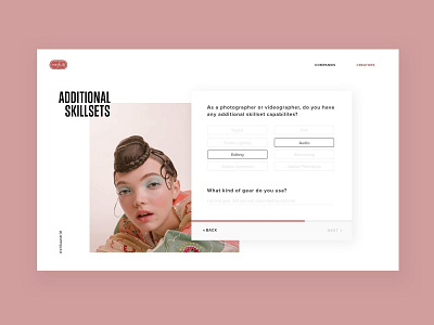 Creator Application application branding design design direction onboarding product design responsive design ui user experience