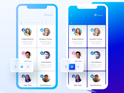 Rolodex. Dark n' Light Tiles app arrow contacts dark mode iphone launch loader night mode notebook notes onboarding page turn pages purple rolodex slack switcher tabs twitter