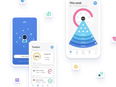 Medicare Robot App adherence android digital doctor health healthcare icon illustration ios med medical medication medicine mobile patient pill pills tracker ui ux
