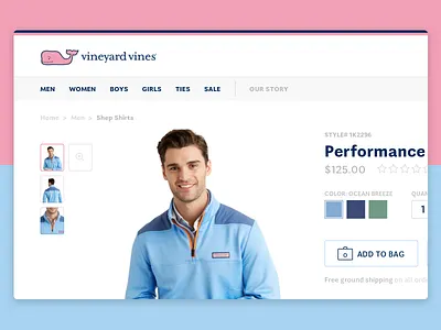 Vineyard Vines Product Page apparel clothes clothing model product product page retail vineyard vines web web design website