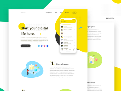 Huobi Chat app app block chain chat、ui design ui yellow