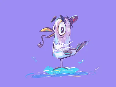 Mr Poppins bird cartoon character characterdesign coloring drawing fun illustration pen process sketch sketchbook spovv